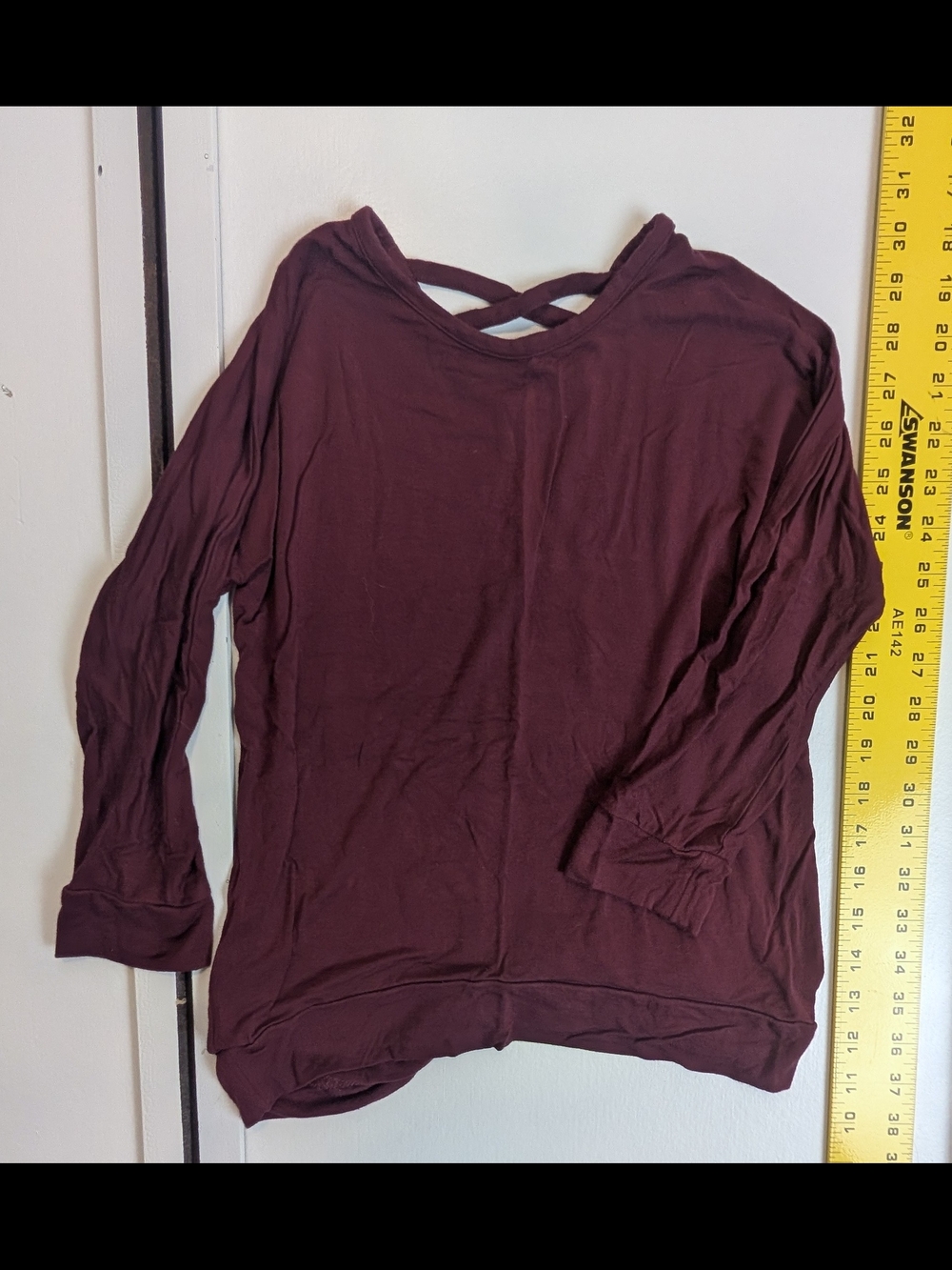 Girls' Long Sleeve Crisscross Back Top - Burgundy